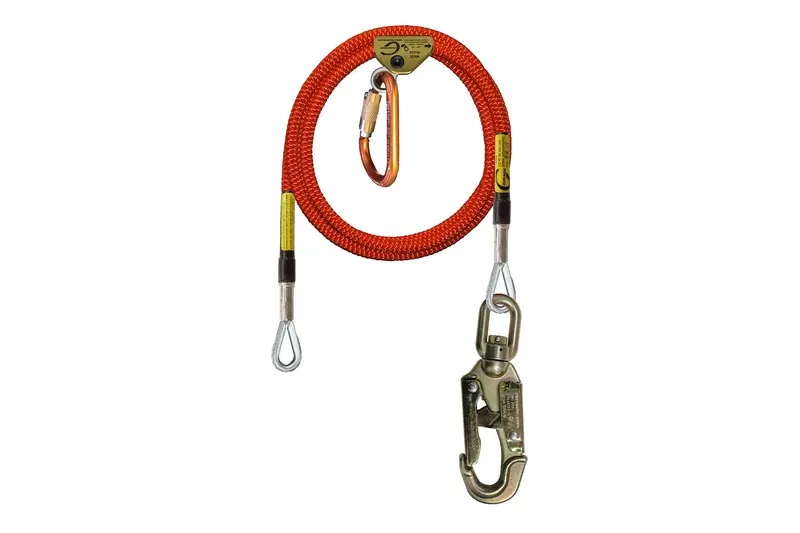 1/2-Inch X 15-Foot Wire-Core Fall Arrest Kit With Ring, Hms Carabiner, And Double-Leg Stainless Steel Connectors 1
