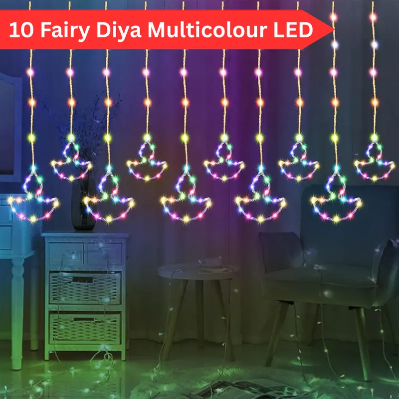 10-Fairy Diya Led Curtain Light With Warm White Twinkling Effects (5X5 Grid) 1