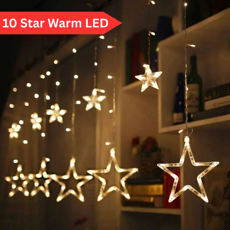 10-Fairy Star Led Curtain Light With Warm White Twinkling Effects (5X5 Grid) 1