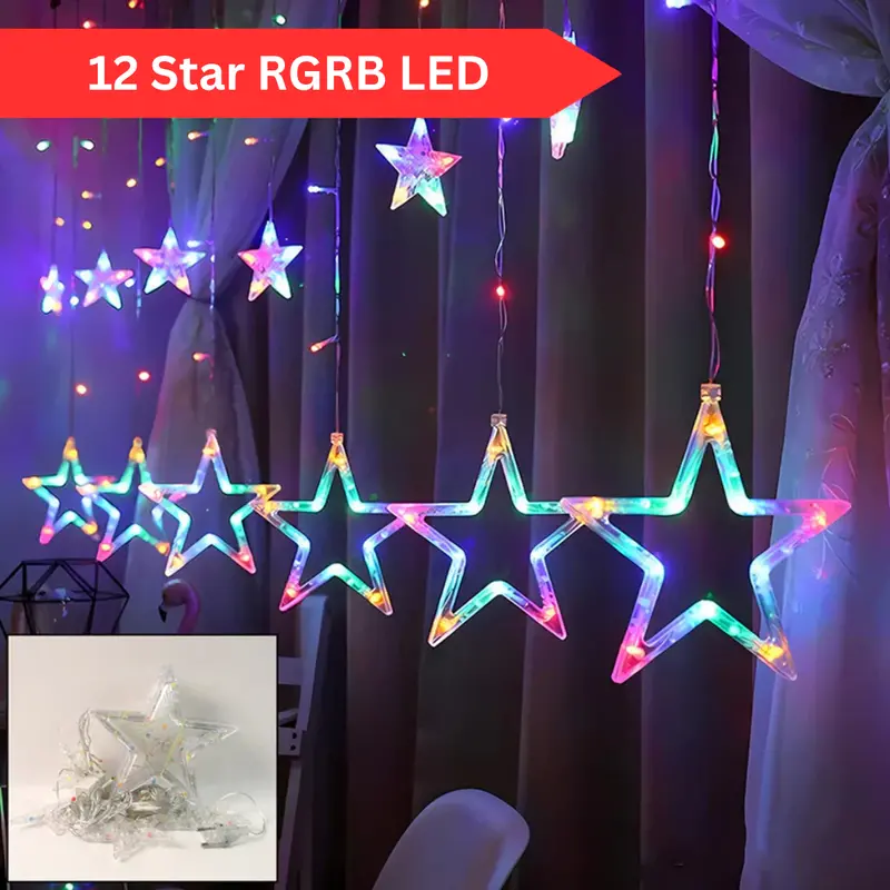 12-Star Led Curtain Light With Rgb Color Cycling (6X6 Layout) 1