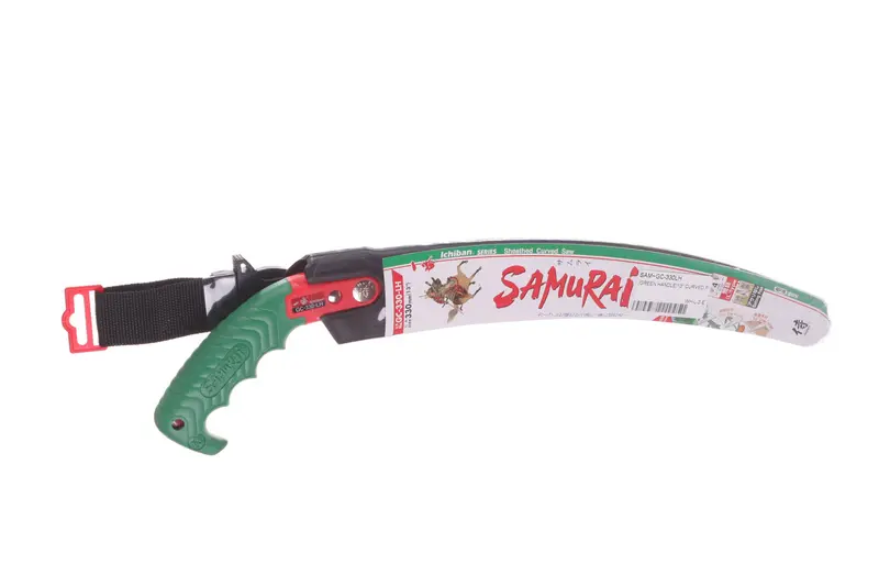13-Inch Curved Pruning Saw With Green Handle – Comfort-Grip Design & Scabbard Included 1
