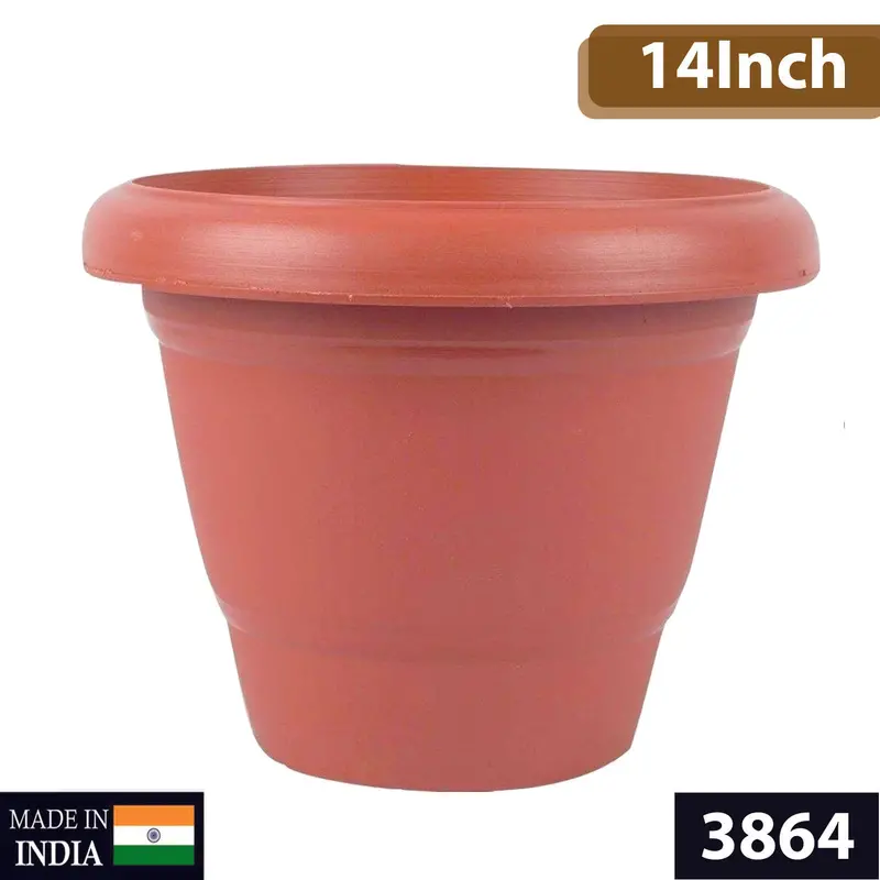 14-Inch Weather-Resistant Brown Plastic Planter 1