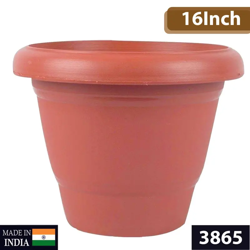 16-Inch Heavy-Duty Brown Plastic Planter Pot 1