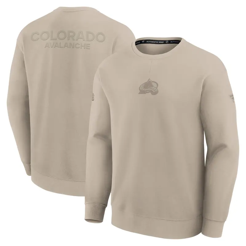 2025–2026 Colorado Avalanche Pro Road Fleece Crewneck – Warm Tan 1