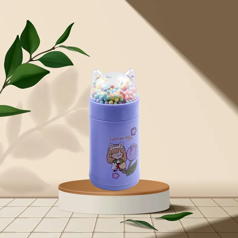 6953 Sparkle Cat Glass Water Bottle – 350Ml Kid-Friendly School Tumbler With Glitter Lid & Carry Strap (Moq: 80) 1