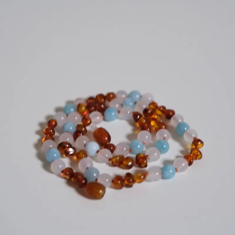 Adult Leather Bracelet In Cognac, Aquamarine & White Agate 1