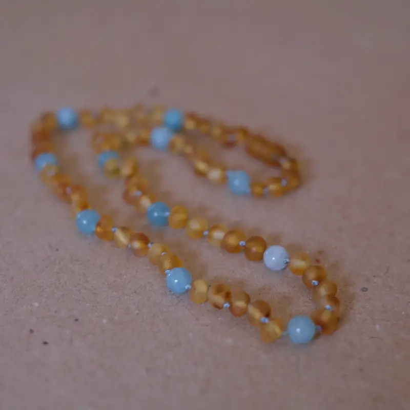 Adult Raw Amber And Aquamarine Jewelry Set 1