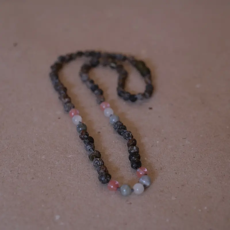 Adult Raw Amber Jewelry: Green Jasper, Moonstone, Cherry Quartz & Labradorite 1