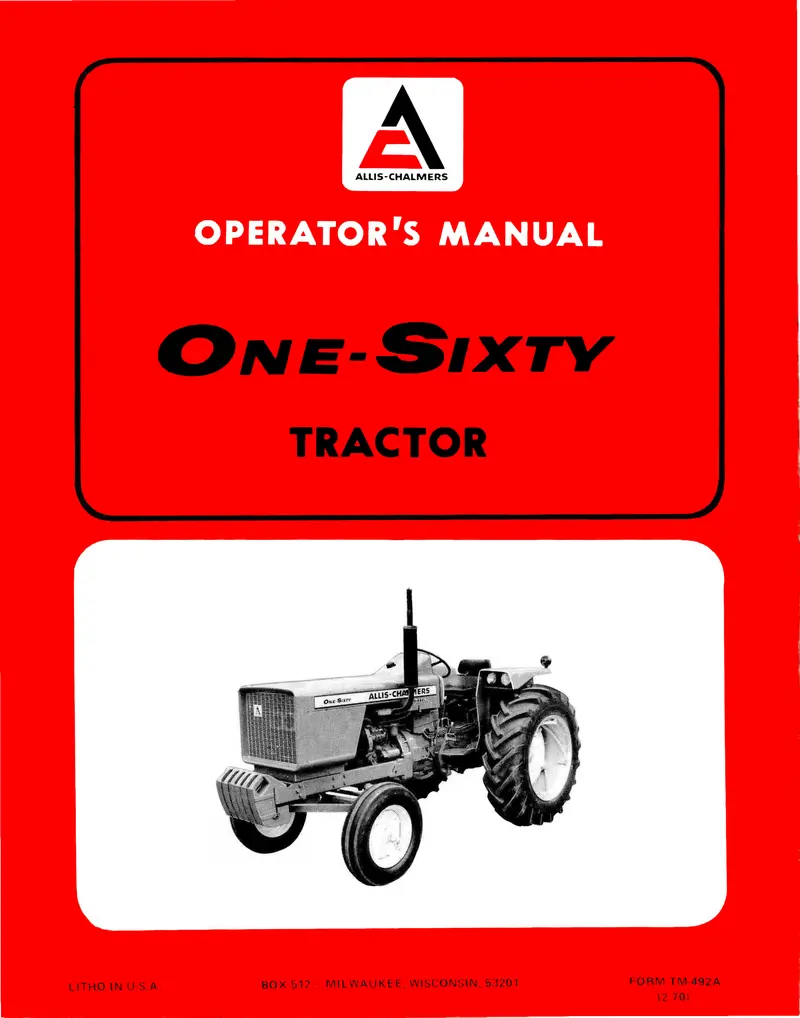 Allis-Chalmers 160 Farm Tractor User Handbook 1