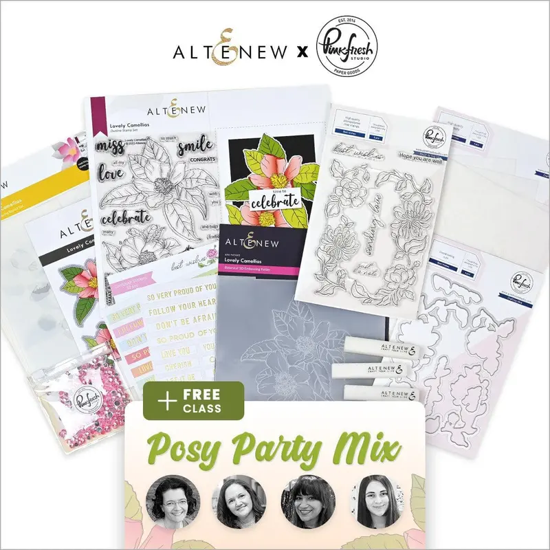 Altenew & Pinkfresh Studio Posy Party Mixed Media Class Kit 1