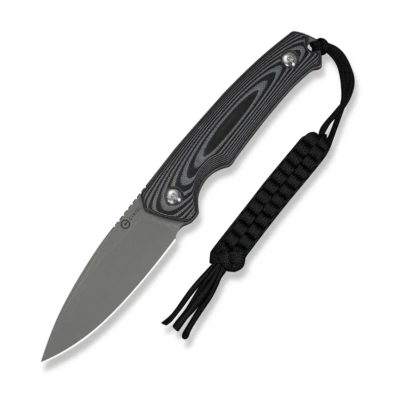 Altus Fixed Blade Knife: Grey-And-Black Layered G10 Scales, Greywashed 14C28N Blade 1