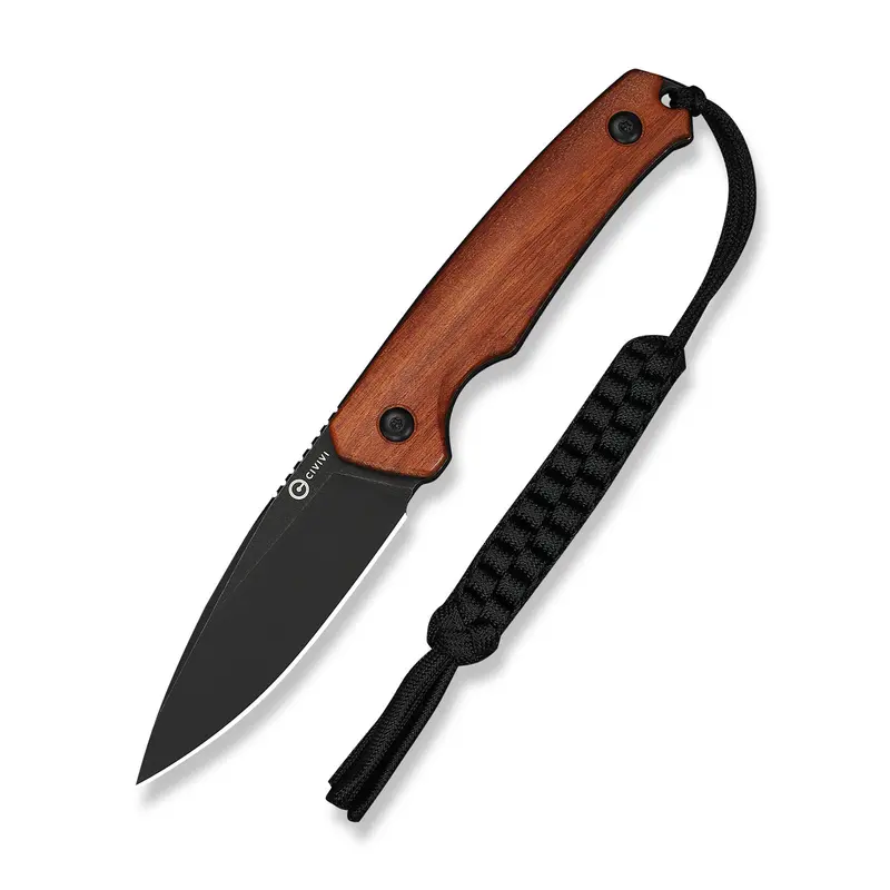Altus Fixed Blade Knife: Guibourtia Ebony Wood Scales And Stonewashed 14C28N Stainless Steel 1