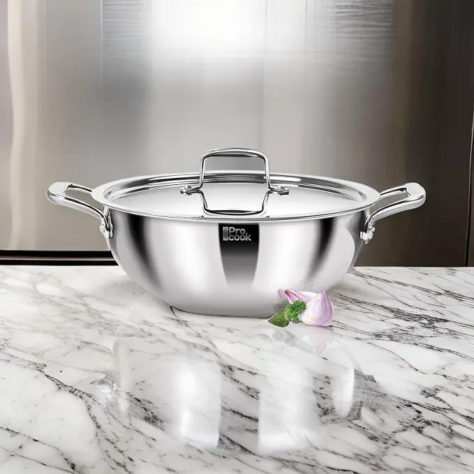 Am0975 Milton Pro Cook Triply Kadhai – 26Cm, Healthy Cooking Wok With Even Heat Distribution 1