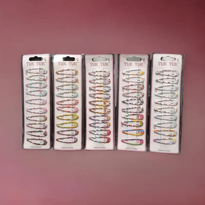 Am1190 Tuk-Tuk–Themed Metal Hair Claw Clips – 10-Piece Set For All Hair Types 1