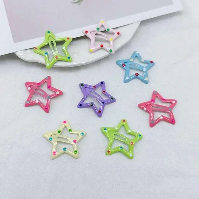 Am1220 Playful Star-Shaped Hair Clips – Vibrant 6-Piece Set For Girls 1