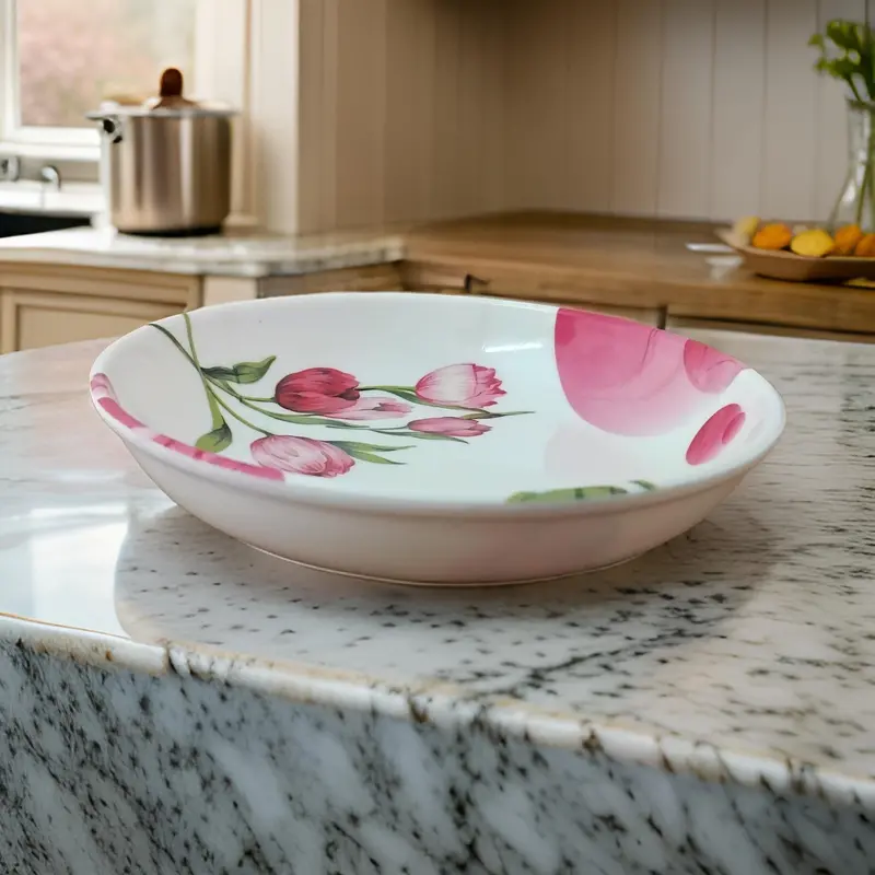 Am3225 Floral-Printed Round Melamine Plate – 505 Mm Diameter 1
