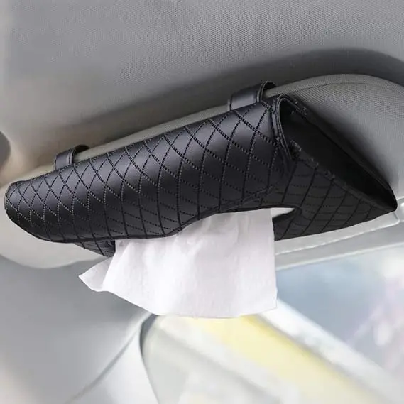 Am3410 Leather Car Sun Visor Tissue Holder – Built-In Dispenser With Tissues 1