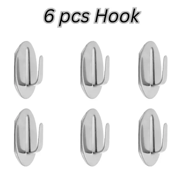 Am5318 Sleek Silver Wall Hanger With 6 Reinforced Steel Hooks 1
