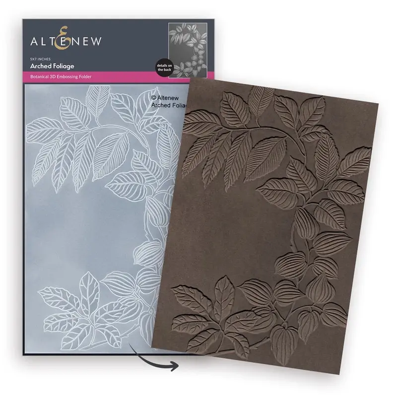 Arched Foliage 3D Embossing Folder – Organic Leaf Pattern Folder 1