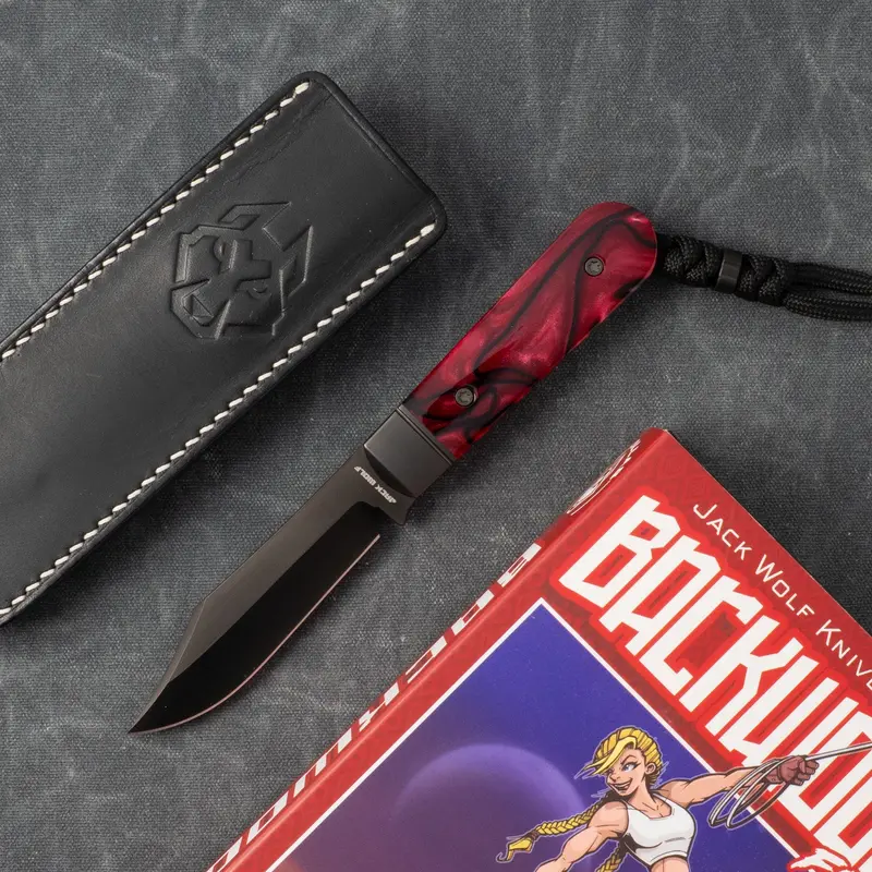 Backwoods Fixedc Fixed Blade With Kirinite Handle In True Blood Red 1