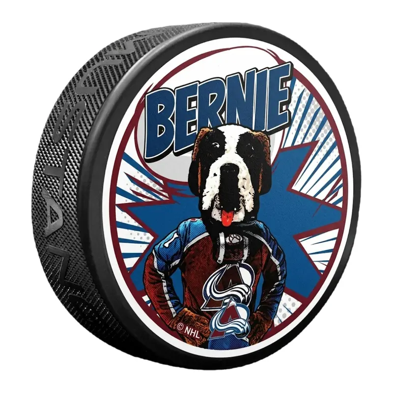 Bernie The Malamute Kaboom-Themed Colorado Avalanche Puck 1