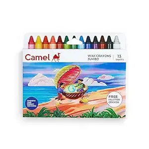 Camel Am3313 Oversized Wax Crayons – 13 Bright, Smudge-Resistant Shades 1