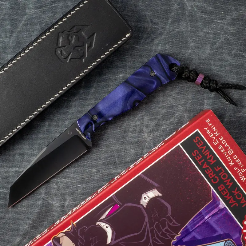 Collusion X J.W. Collaboration Fixed Blade: Kirinite Purple Wave Handle 1
