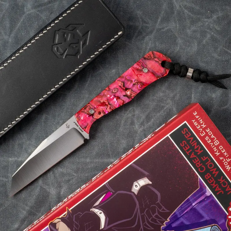 Collusion X J.W. Collaboration Fixed Blade: Red Abalone Inlay Handle 1