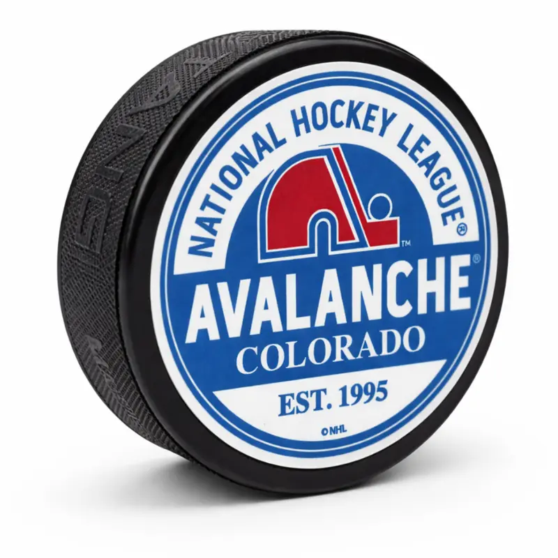 Colorado Avalanche Heritage Block-Style Hockey Puck 1