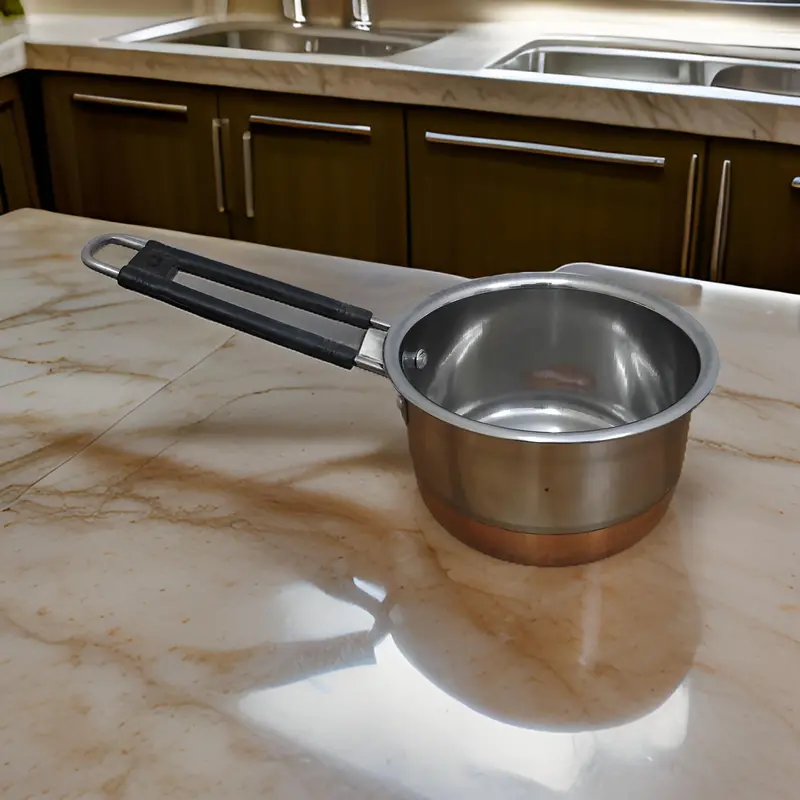 Copper-Infused Stainless Steel Saucepan – 2-Piece Flat-Bottom Milk & Sauce Cookware Set 1