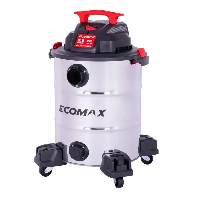 Ecomax 10-Gallon Stainless Steel Wet/Dry Vacuum – 5.5 Hp Heavy-Duty Model 1