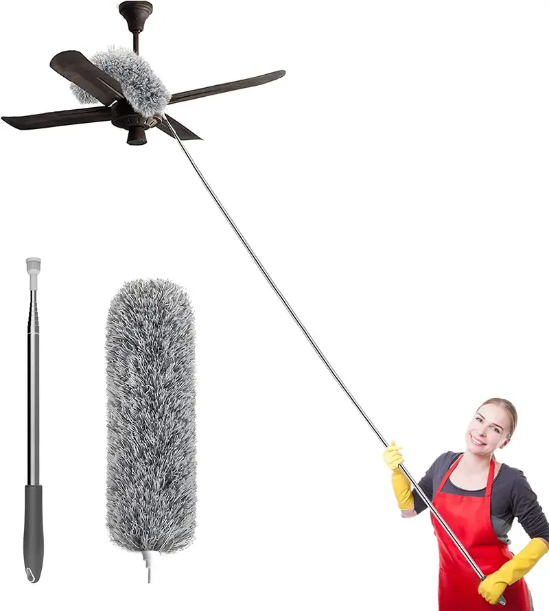Extra-Long 100-Inch Microfiber Feather Duster With Adjustable Pole For High-Dust Cleaning 1