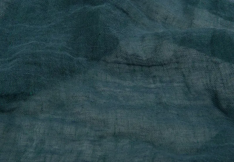 Extra-Thin Petrol-Colored Linen Fabric 1