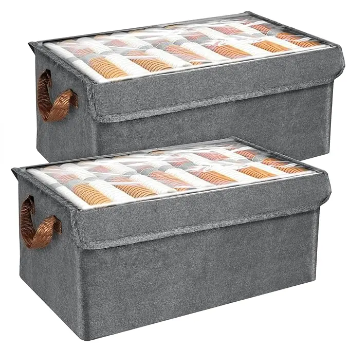 Foldable Fabric Storage Baskets With Reinforced Handles 1