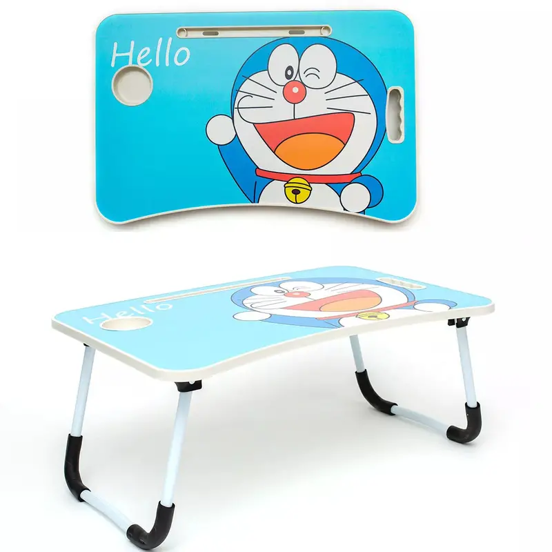 Foldable Laptop Study Desk – Multicolor Bedside Writing Table With Cup Holder 1