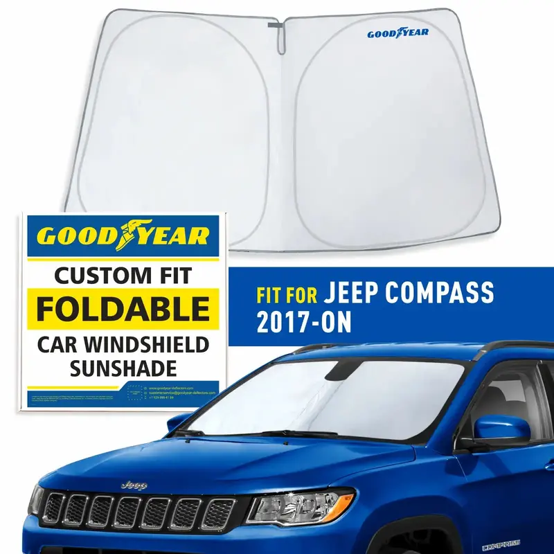 Goodyear Gy008274 Windshield Sun Shade – Collapsible Uv-Blocking Automotive Accessory 1
