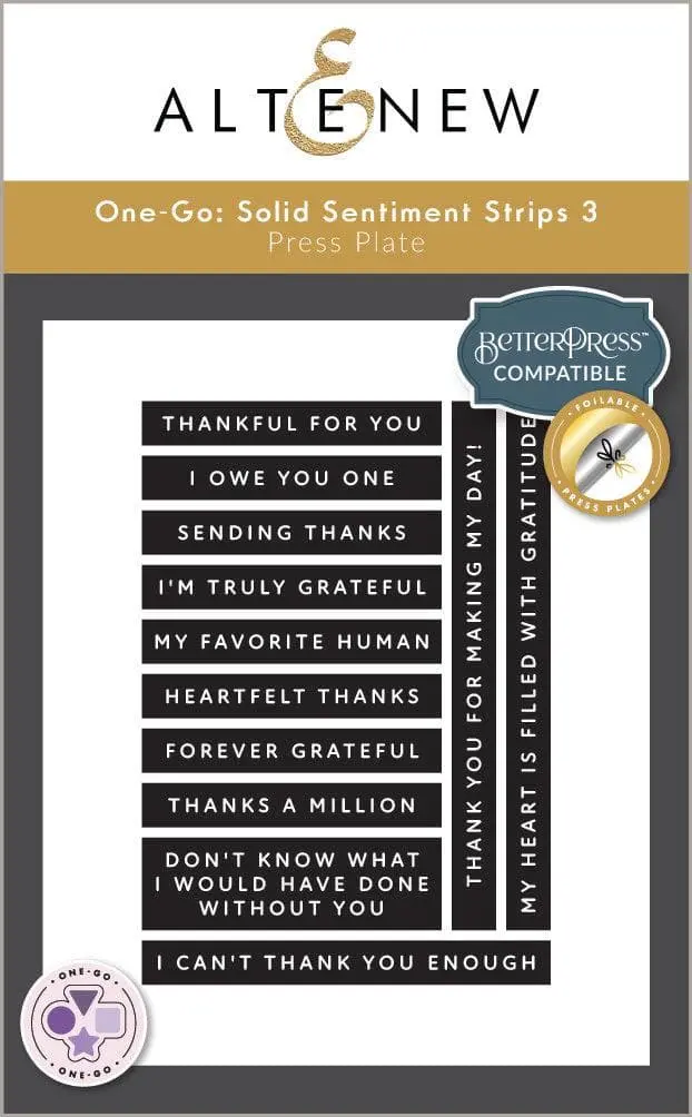 Gratitude Edition Solid Sentiment Strips – One-Go Press & Foil Plates 1