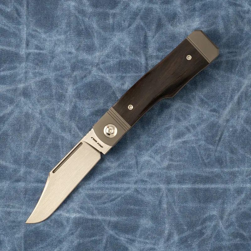 Gunslinger Jack Edc Folder – Ebony Wood Scales With Hand-Satin S90V Blade 1