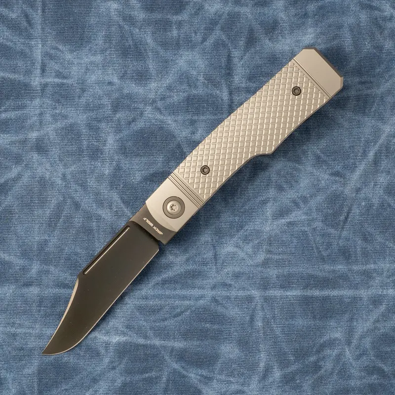 Gunslinger Jack Tactical Knife – Crosshatch Titanium Handle And Belt-Satin Dlc S90V Blade 1