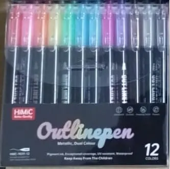 Hmc-9031 Am2445 Metallic Dual-Tip Outline Markers – Waterproof Permanent Art Pens (12-Pack) 1