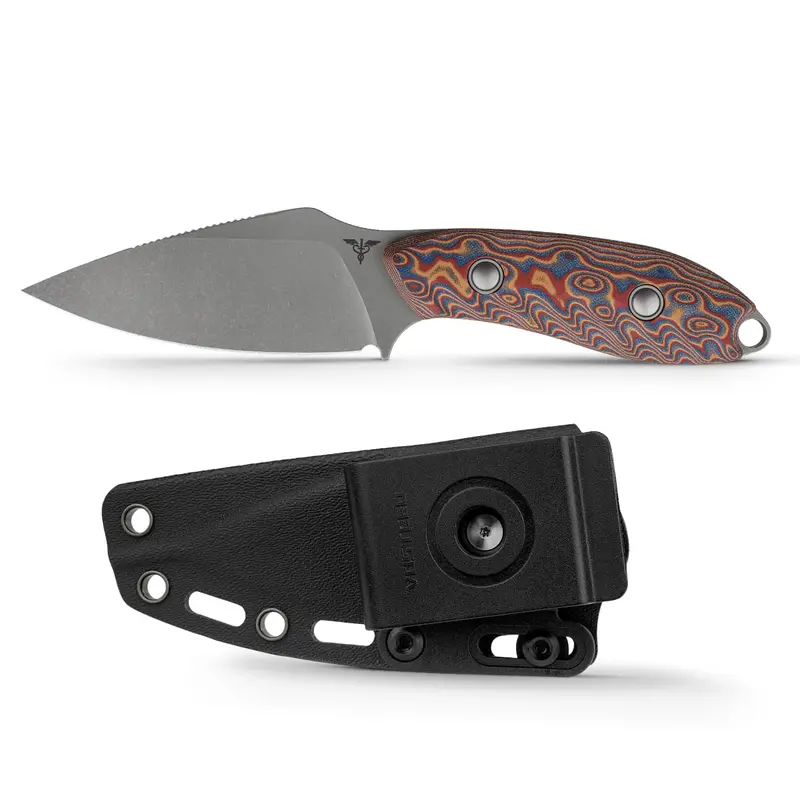 Inferno Folding Knife: Copper Raindrop Micarta Scales And Stonewashed 14C28N Blade (D0803) 1