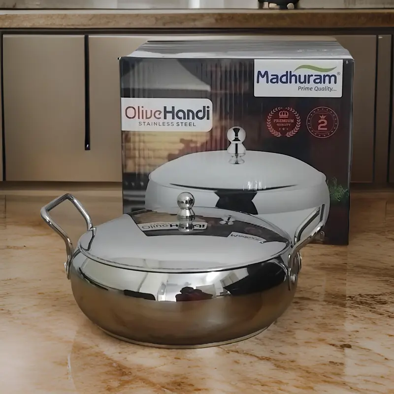 Madhuram Am2995 Olive Handi – Premium Stainless Steel Cooking Pot With Ergonomic Handle, 1 Piece 1