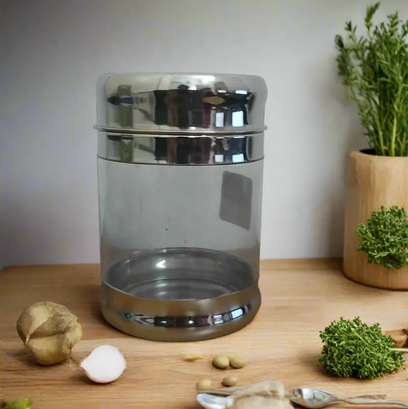 Madhuram Fusion Stainless Steel Canister – 1100Ml Large-Capacity Airtight Jar 1