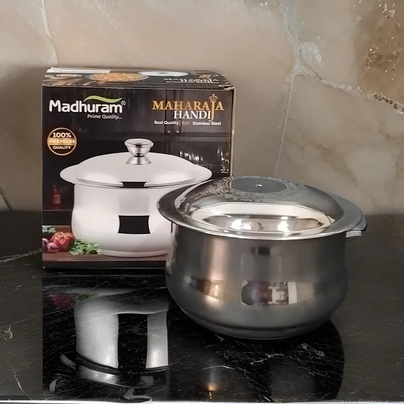 Madhuram Premium Maharaja-Style Stainless Steel Handi – Single Piece 1