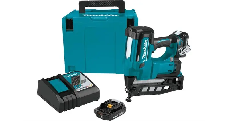 Makita Xnb02Rj 18V Lxt 2-1/2" Straight Finish Nailer Kit – 16-Gauge, 2.0Ah Battery 1