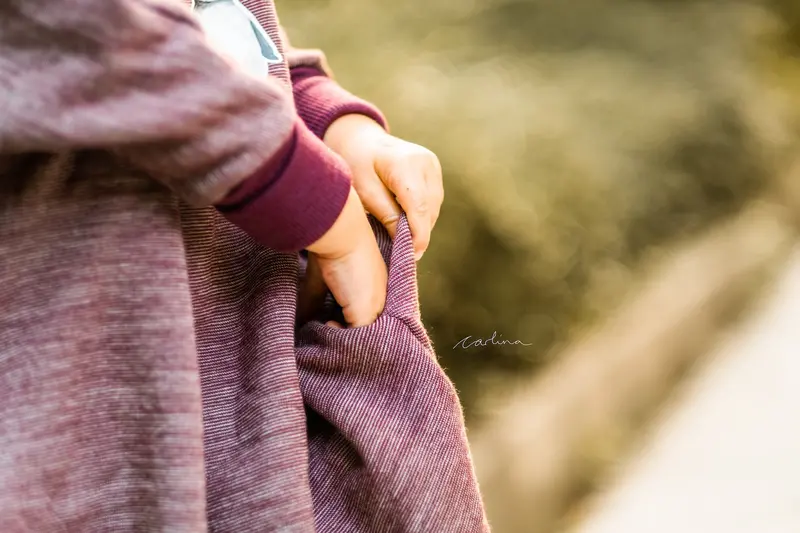 Organic Merino Teddy Fabric In Burgundy & Natural Stripes (Mulesing-Free) 1