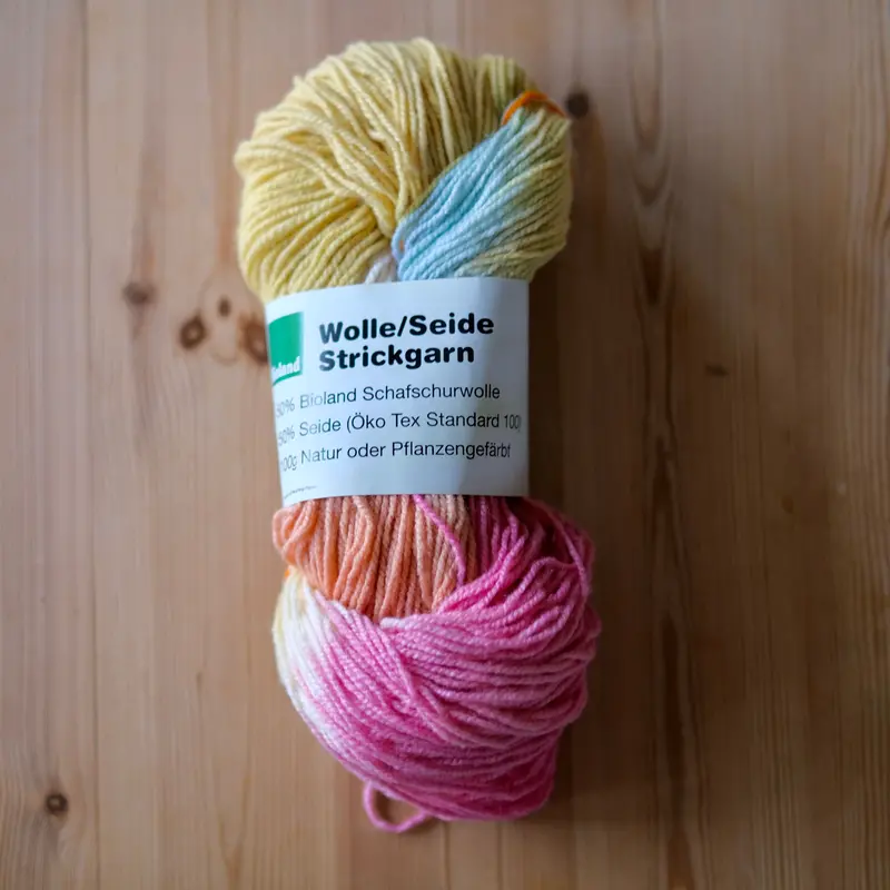 Organic Wool-Silk Blend Yarn – Pastel Multicolor, 50/50, 100G 1
