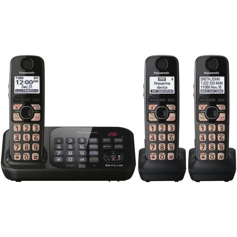 Panasonic Kx-Tg4743B Dect 6.0 Cordless Phone – 3 Handsets + Answering System (Discontinued) 1