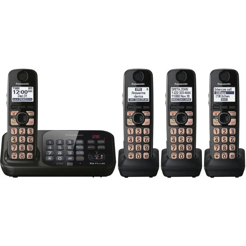Panasonic Kx-Tg4744B Dect 6.0 Cordless Phone System – 4 Handsets With Answering Machine (Discontinued) 1
