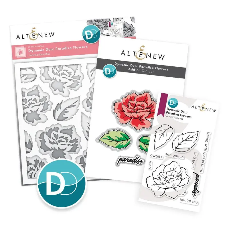 Paradise Flowers Stamp & Die Bundle – Dynamic Duo Tropical-Themed Craft Kit 1